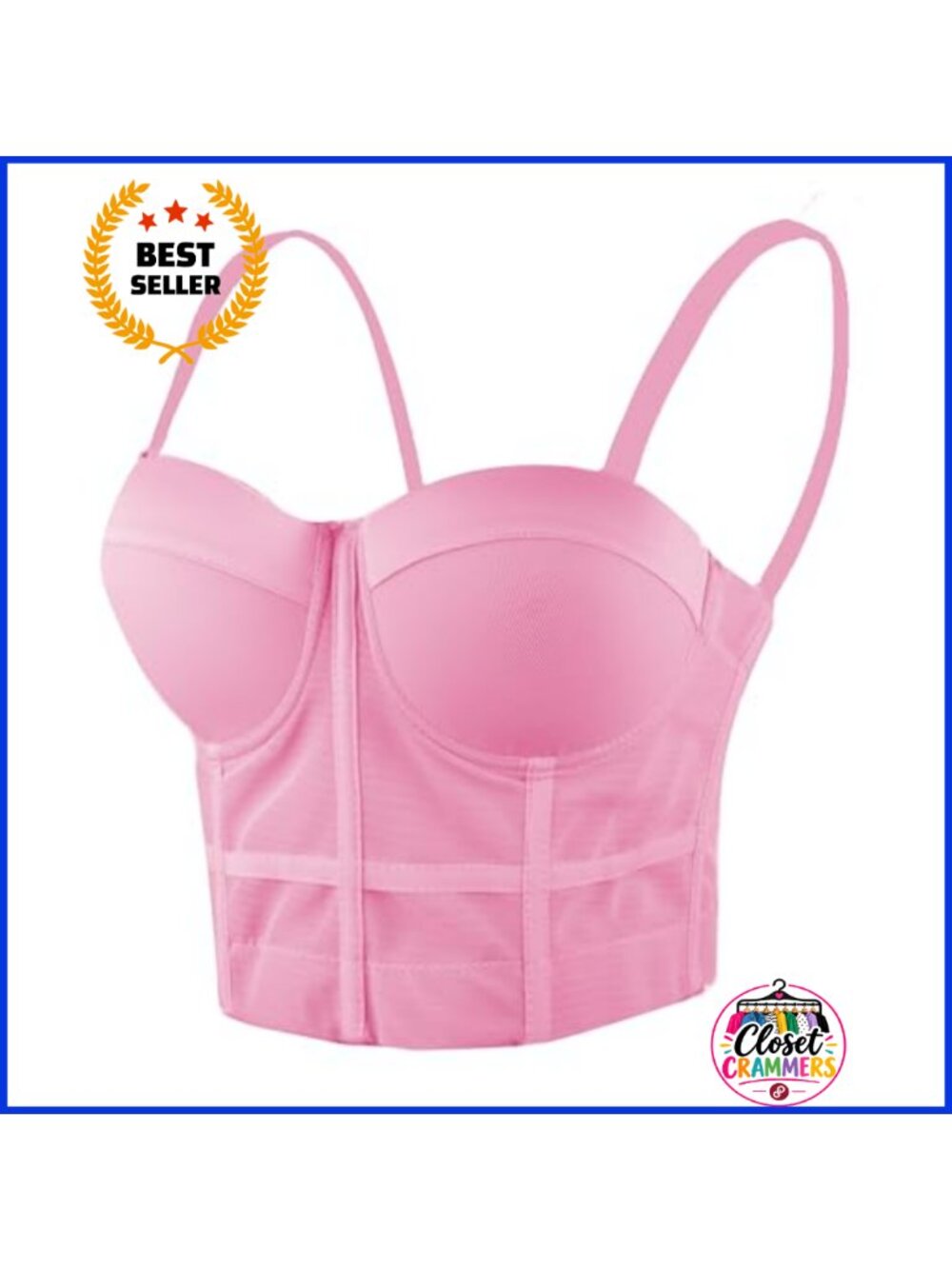 Mesh Bustier Crop Top Push Up Corset with Removable Straps